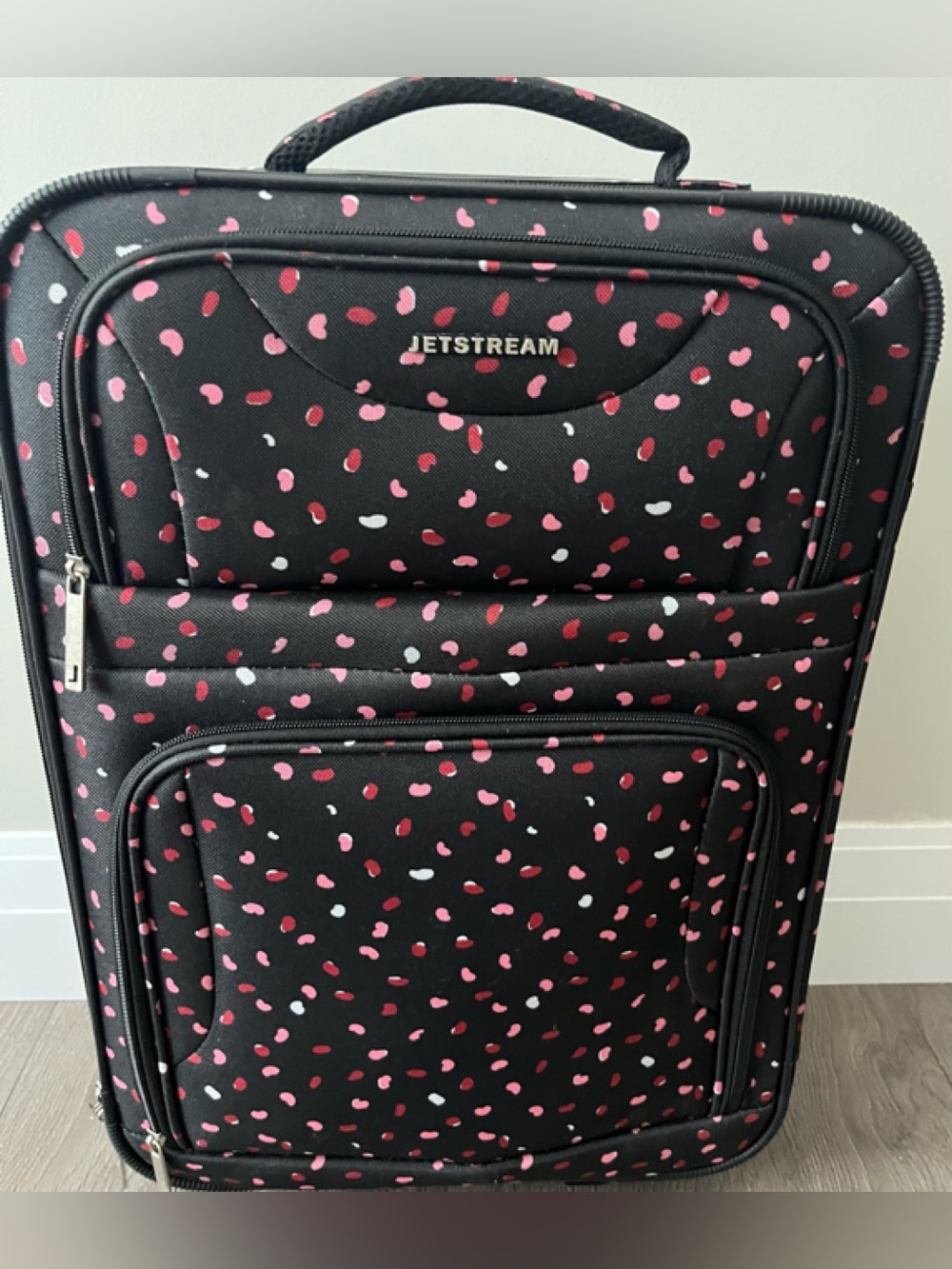 Almost Like New Black & Pink Print Rolling Travel Carry On Bag